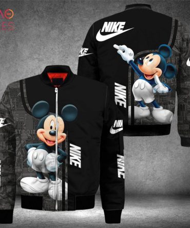 Hot Nike Luxury Brand Black Mickey Mouse Bomber Jacket Pod Design