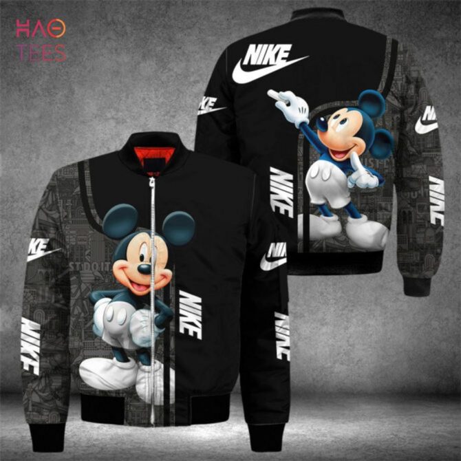 Hot Nike Luxury Brand Black Mickey Mouse Bomber Jacket Pod Design - Image 2