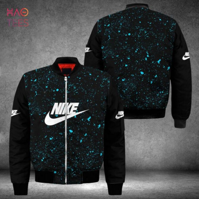 Hot Nike Luxury Brand Blue Black Bomber Jacket Limited Edition - Image 2