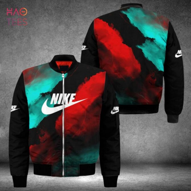 Hot Nike Luxury Brand Red Blue Bomber Jacket Limited Edition - Image 2