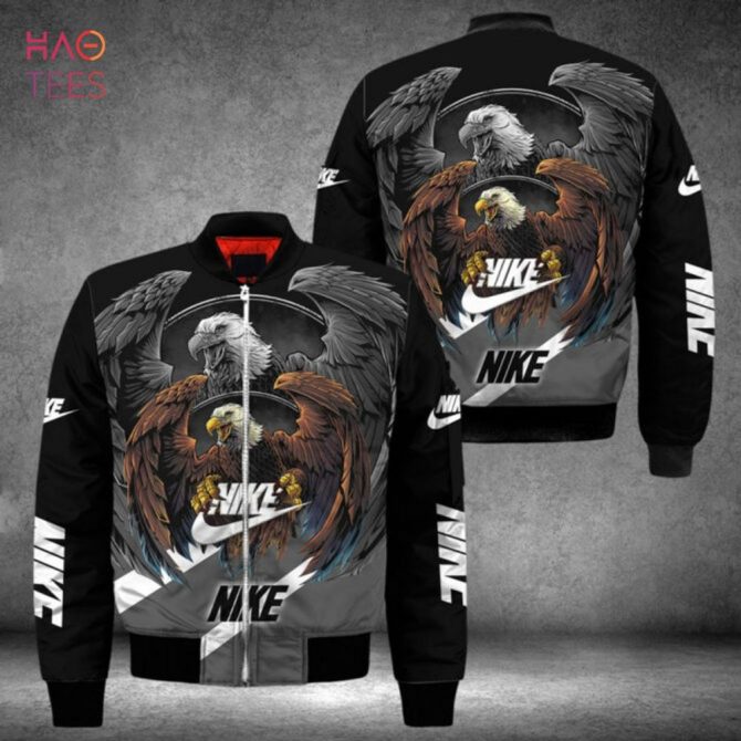 Men'S Eagle Graphic Bomber Jacket - Stylish Nike Print, Perfect For Casual Wear - Image 2