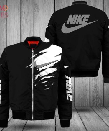 Stylish Black Nike Bomber Jacket - Bold Logo Design, Perfect For Casual Wear