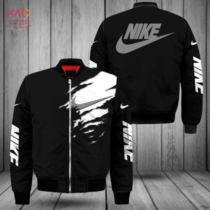 Stylish Black Nike Bomber Jacket - Bold Logo Design, Perfect For Casual Wear
