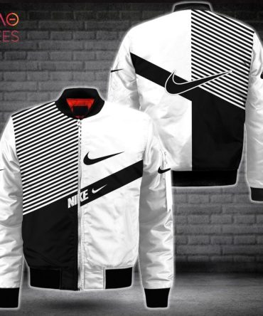 Stylish Black & White Nike Bomber Jacket – Trendy Streetwear For Men & Women