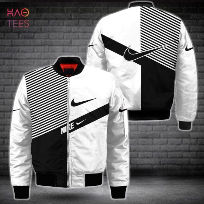 Stylish Black & White Nike Bomber Jacket – Trendy Streetwear For Men & Women