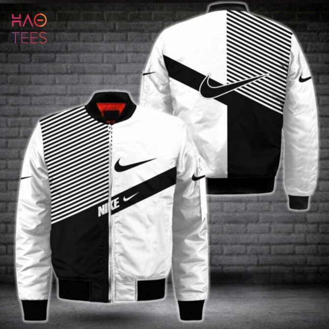 Stylish Black & White Nike Bomber Jacket – Trendy Streetwear For Men & Women - Image 2