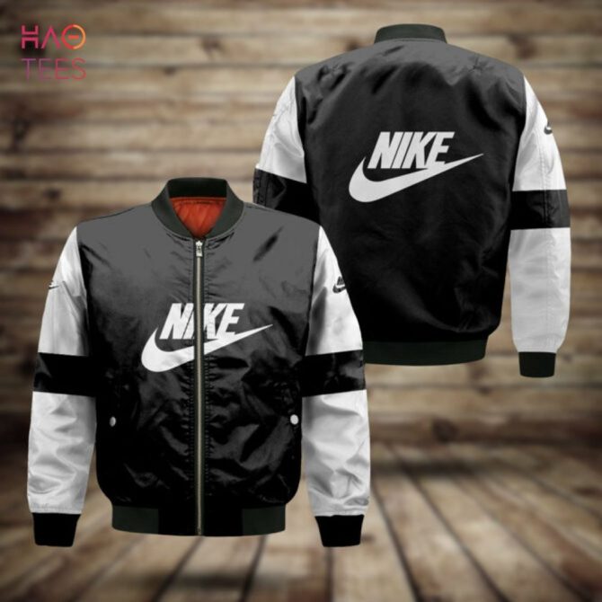 Best Nike Luxury Brand Black Grey Bomber Jacket Limited Edition - Image 2