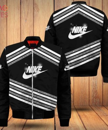 THE BEST Nike Luxury Brand Stripe White Grey Bomber Jacket Limited Edition