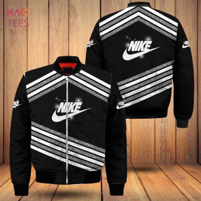 THE BEST Nike Luxury Brand Stripe White Grey Bomber Jacket Limited Edition