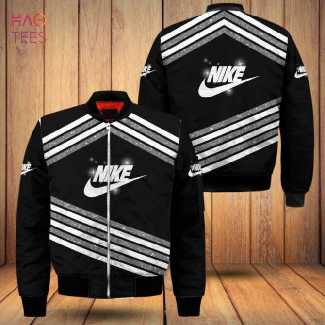 THE BEST Nike Luxury Brand Stripe White Grey Bomber Jacket Limited Edition - Image 2
