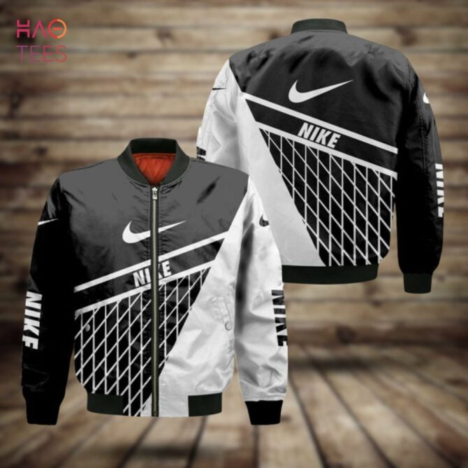 Available Nike Luxury Brand Stripe Pattern Bomber Jacket Limited Edition - Image 2