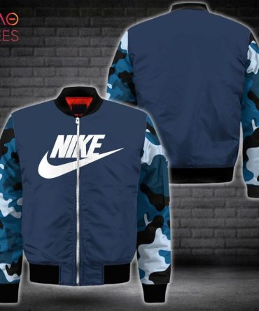 Nike Men'S Camo Sleeve Bomber Jacket - Stylish Blue Design, Perfect For Streetwear