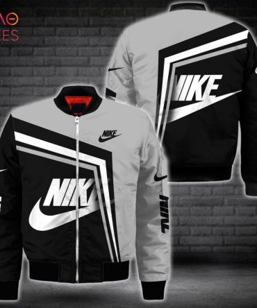 Stylish Black & White Nike Bomber Jacket - Trendy Men'S Outerwear For All Seasons