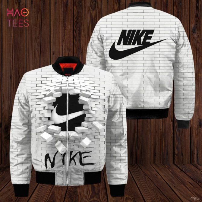 Stylish Nike Bomber Jacket – Unique 3D Brick Wall Design, Perfect For Streetwear Lovers