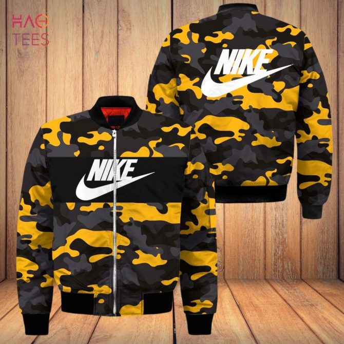 Stylish Yellow Camo Nike Bomber Jacket - Bold Design For Ultimate Streetwear Vibes