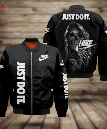 Men'S Black Bomber Jacket - Bold 'Just Do It' Design With Skull Graphic – Trendy Streetwear
