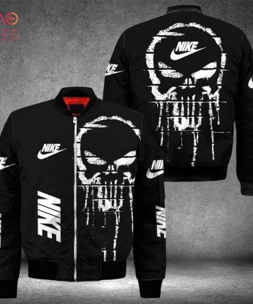 Best Nike Luxury Brand Black Color Mix Skull Patern Bomber Jacket Pod Design