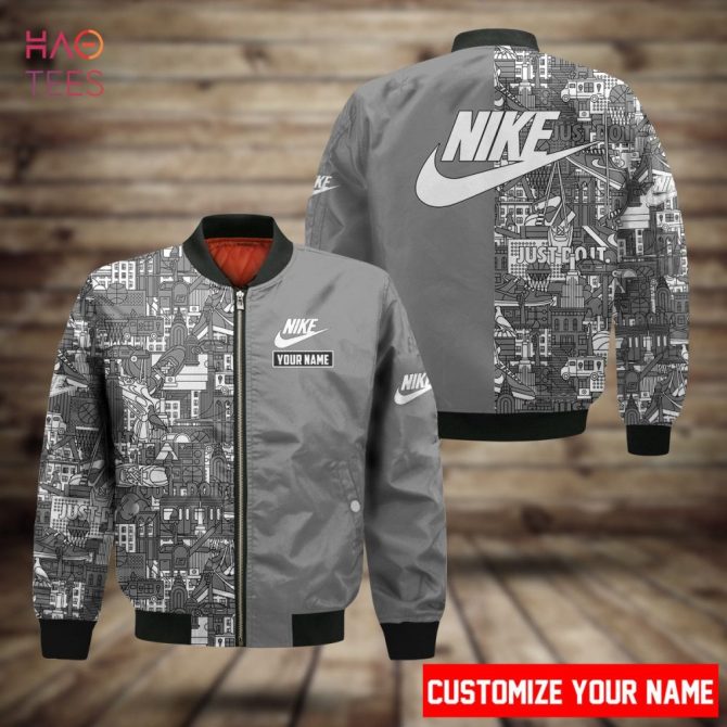 Customizable Nike Bomber Jacket - Unique Urban Design With Your Name - Stylish & Personalized Wear