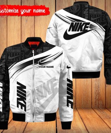 The Best Nike Black White Printing Logo Bomber Jacket Pod Design