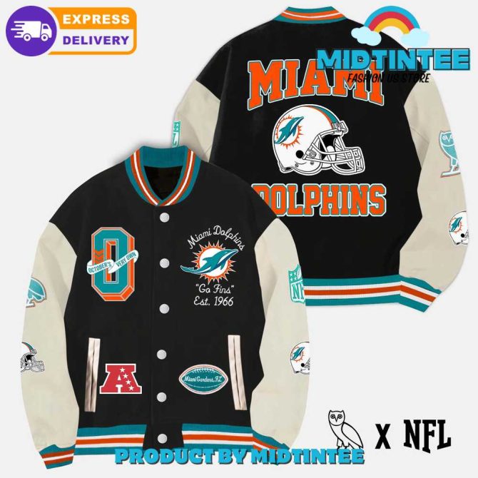 Miami Dolphins Varsity Jacket - Retro Nfl Fan Gear, Express Delivery!