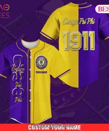 Custom Omega Psi Phi 1911 Baseball Jersey - Personalized Greek Apparel Gift