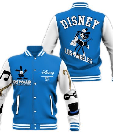 Disney Oswald Varsity Jacket – Blue & White Los Angeles Edition, Unisex, Stylish & Iconic