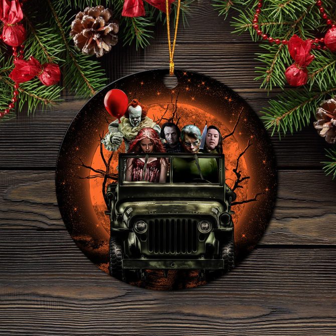 Pennywise And Friends Halloween Moonlight Ceramic Circle Ornament Perfect Gift For Christmas Holiday - Image 2