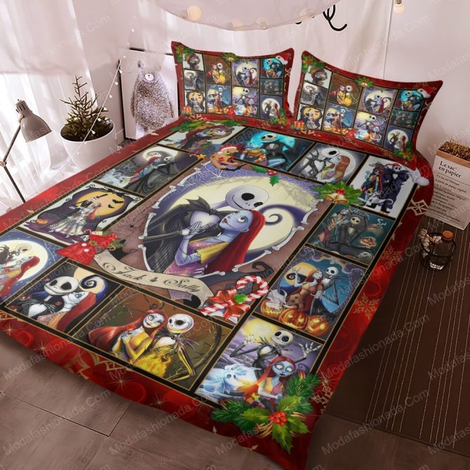Cozy Halloween Bedding Set - Jack & Sally Nightmare Before Christmas Design - Twin/Queen/King Sizes - Image 3
