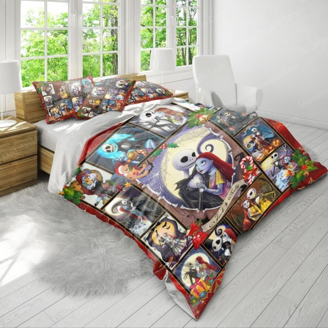 Cozy Halloween Bedding Set - Jack & Sally Nightmare Before Christmas Design - Twin/Queen/King Sizes - Image 4