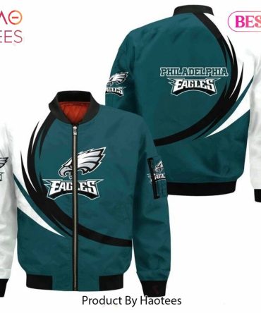 New Fashion   Philadelphia Eagles Bomber Jacket Graphic Curve