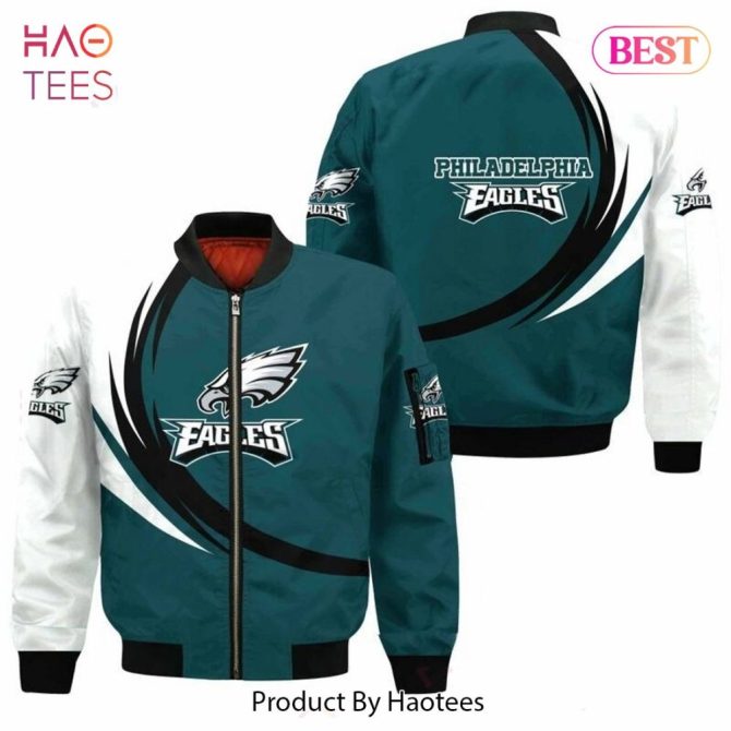 New Fashion   Philadelphia Eagles Bomber Jacket Graphic Curve