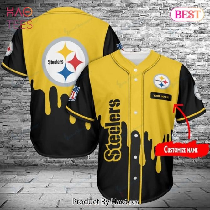 Customizable Steelers Drip Baseball Jersey – Personalized Fan Apparel Gift