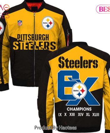 New Fashion   Pittsburgh Steelers Bomber Jacket 6X Champions Coat For Men