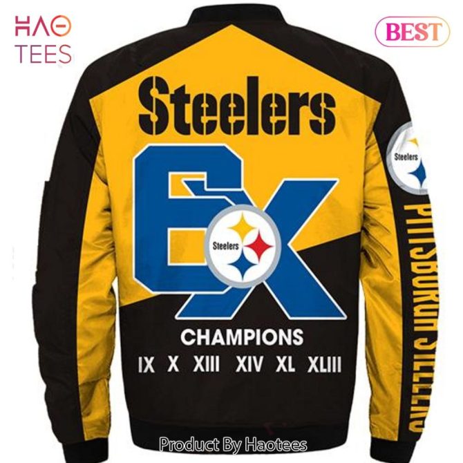 New Fashion   Pittsburgh Steelers Bomber Jacket 6X Champions Coat For Men - Image 4