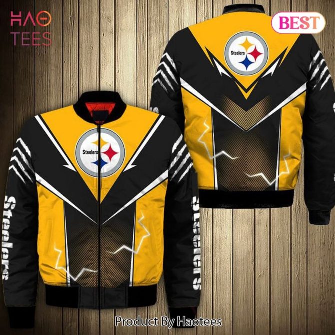 New Fashion   Pittsburgh Steelers Bomber Jacket Lightning Graphic Gift For Men
