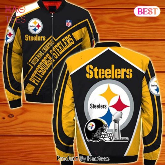 New Fashion   Pittsburgh Steelers Bomber Jacket Super Bowl Champions Coat For Men