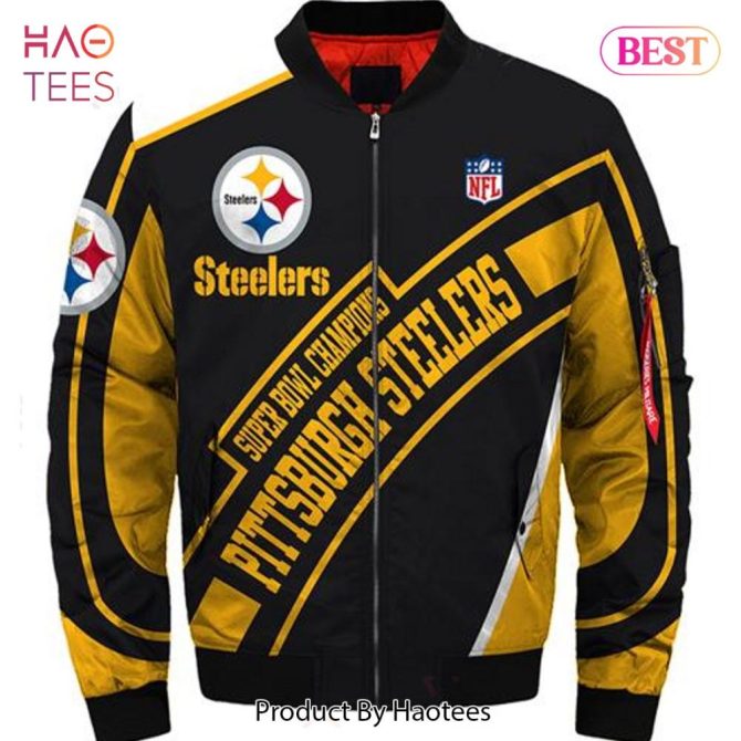 New Fashion   Pittsburgh Steelers Bomber Jacket Super Bowl Champions Coat For Men - Image 3