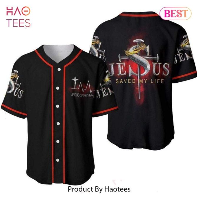 Faith-Inspired Baseball Jersey - 'Jesus Saved My Life' Design By Haotees