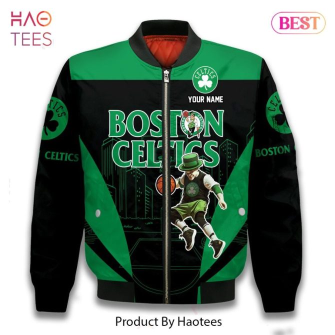 Premium Boston Celtics Pattern Personalized Name 3D Bomber Jacket Gift For Fan - Image 2