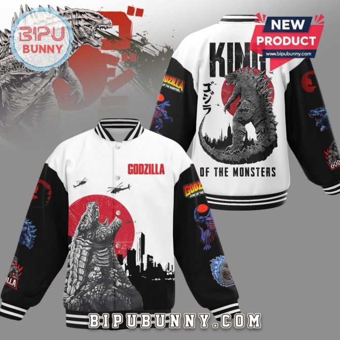 Godzilla Varsity Jacket - King Of The Monsters Design , Limited Edition Fan Apparel