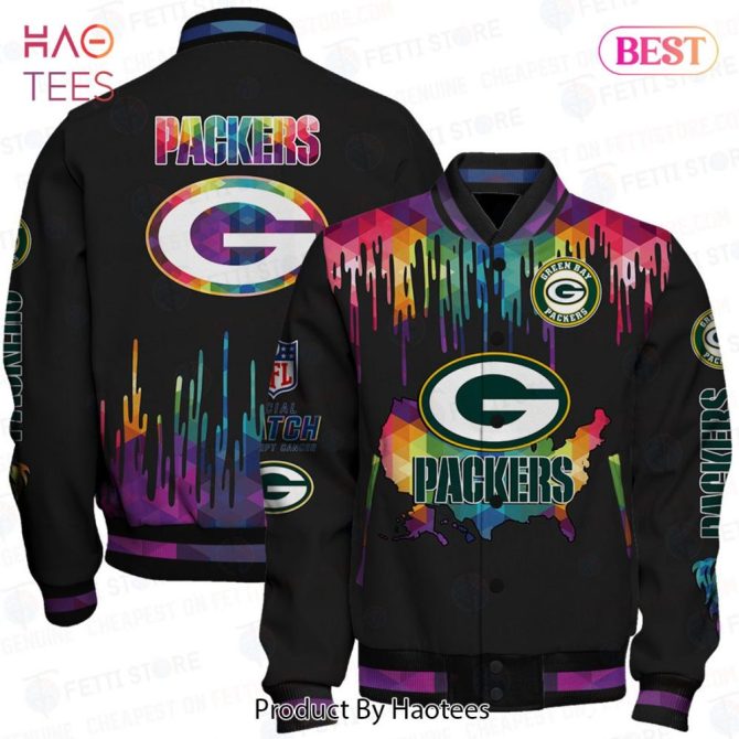 Green Bay Packers Colorful Drip Jacket - Unisex Nfl Fan Gear By Haotees