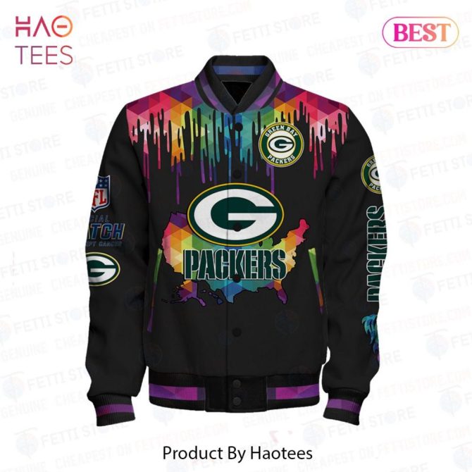 Green Bay Packers Colorful Drip Jacket - Unisex Nfl Fan Gear By Haotees - Image 2