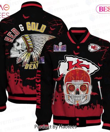Limited Edition Kansas City Chiefs Skull Bomber Jacket - Bold Red & Gold Design