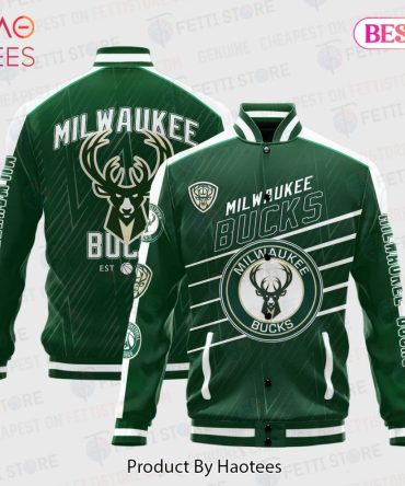 Milwaukee Bucks Green Varsity Jacket - Official Nba Team Apparel By Haotees
