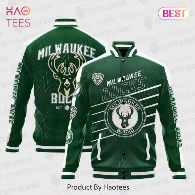 Milwaukee Bucks Green Varsity Jacket - Official Nba Team Apparel By Haotees