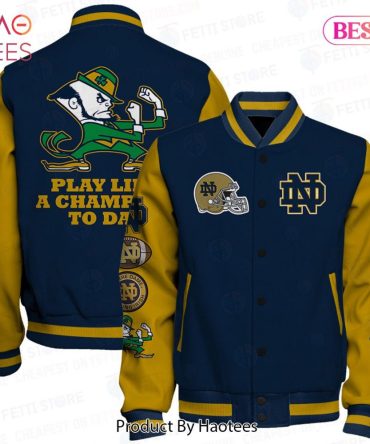 Notre Dame Fighting Irish Varsity Jacket - Play Like A Champion Today - Unisex Fan Apparel
