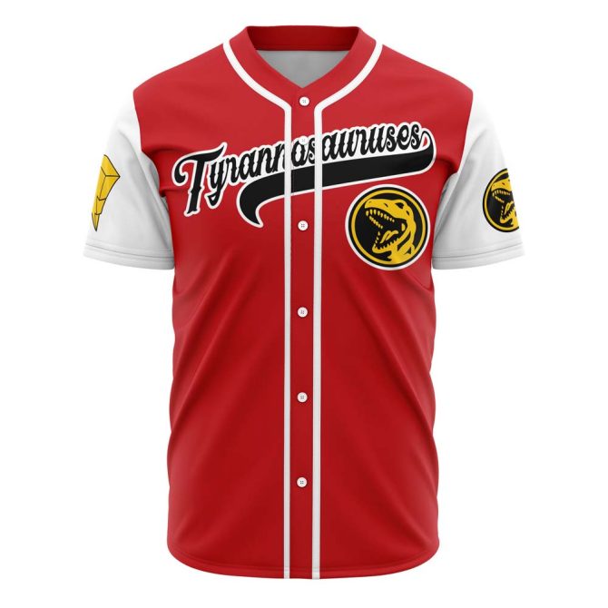 Retro Red Dinosaur Baseball Jersey - Cool Graphic Design, Perfect Gift!