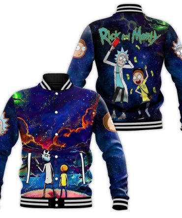 Galaxy Print Rick & Morty Varsity Jacket – Vibrant Cartoon Style For Fans!