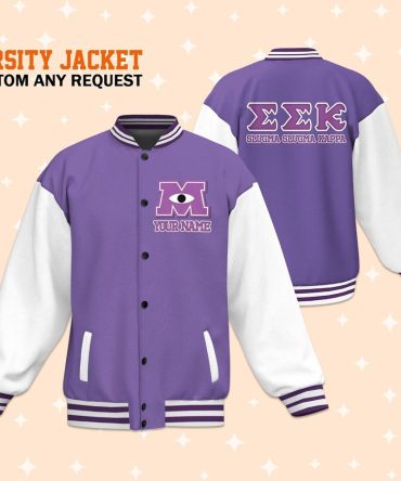 Custom Purple Varsity Jacket With Greek Letters - Personalized College Style