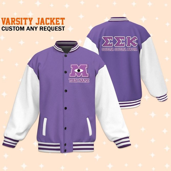 Custom Purple Varsity Jacket With Greek Letters - Personalized College Style